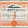 1938 Seattle Rainiers Stock Certificate